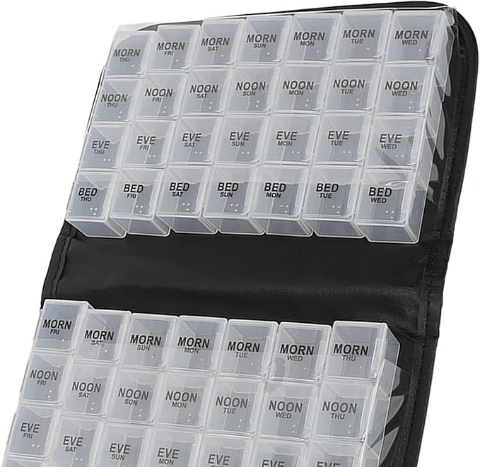 Organizer Box, Portable Large Compartment Monthly Organizer 4 Times A Day with Removable Individual Containers, Travel Box Organizer for Vitamin, Fish Oil