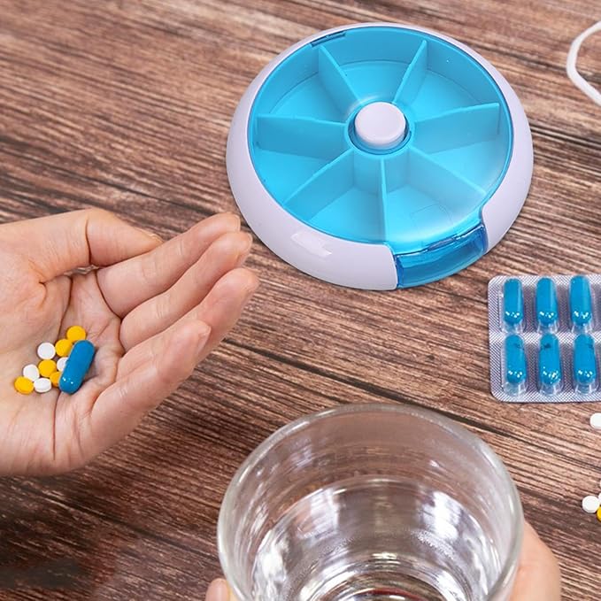 Weekly Pill Box - Safe and Eco-Friendly Weekly Round Pill Box, Round Weekly Pill Storage Box | Pills Storage Tool with 7 Compartments, Weekly Pill Dispenser for Pills Candy, vitaminn, and Other Items