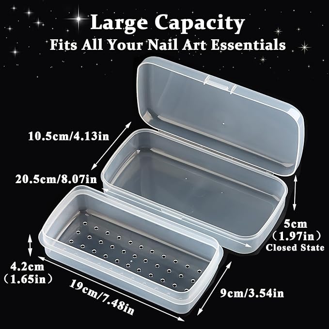 Nail Tool Sterilizer Box Plastic Sterilization Tray for Nail Art Accessories Tools, Disinfectant Container Soaking Box with Strainer Pedicure Manicure Cleaning Equipment, Clear