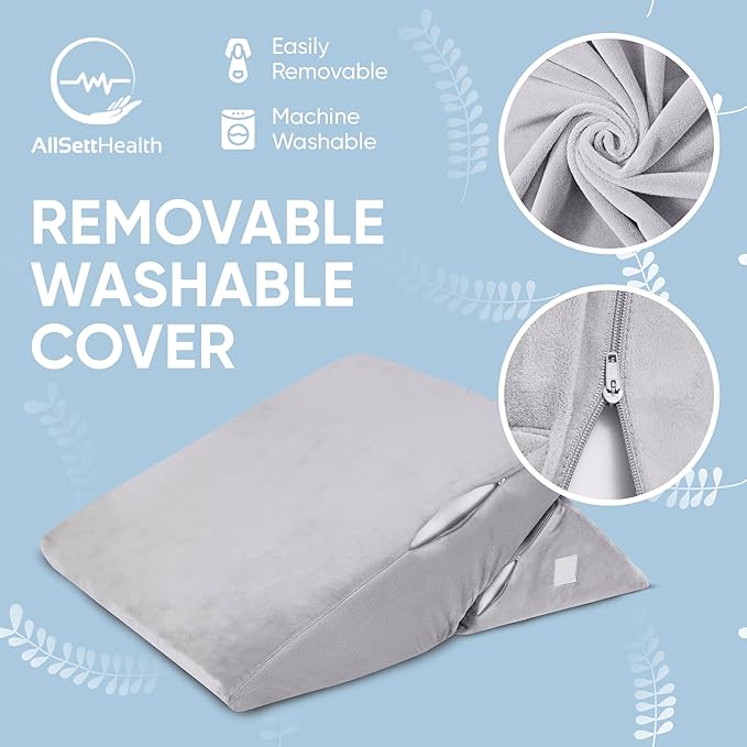 AllSett Health Adjustable Bed Wedge Pillow for Sleep Apnea, 7 in 1 Body Positioner Bed Wedge Pillow for Sleeping, Acid Reflux Pillow, GERD, Anti Snore Sleep Apnea Pillow, Heartburn