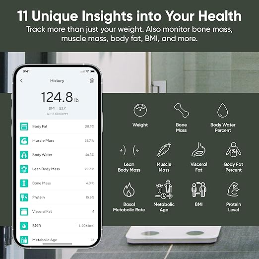 Wyze Scale S, Scale for Body Weight, Digital Bathroom Scale for Body Fat, BMI, Muscle, Heart Rate, Body Composition Analyzer with App, Batteries Included, Bluetooth, 400 lb, White