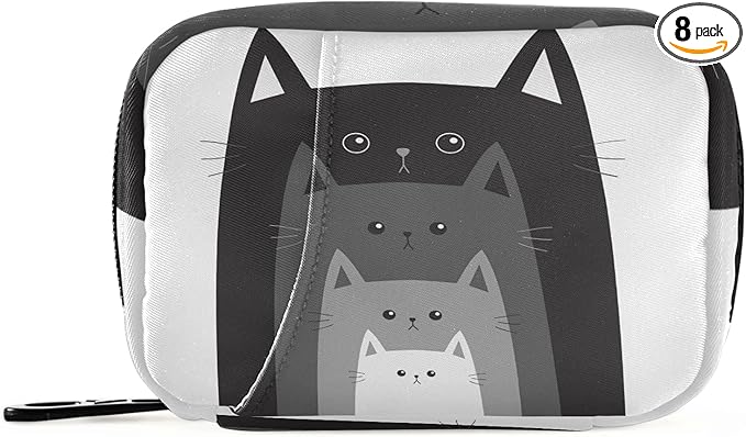 Naanle Funny Cats in Row Pill Box 7 Day Pill Case Travel Pill Organizer Bag with Zipper Portable Weekly Case Compact Size for Vitamin Supplement Holder