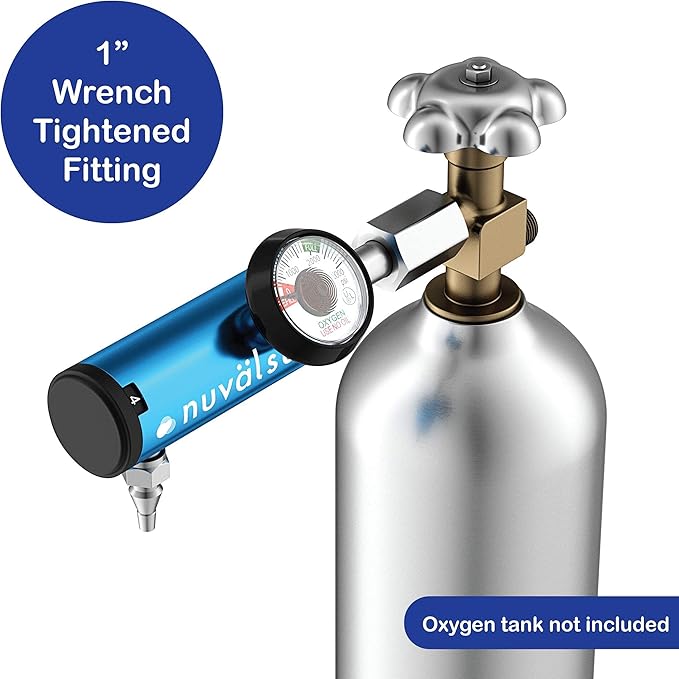 Ozone Therapy Low Flow Oxygen Regulator – Easy to Use – Works with Ozone Generators – Compatible with Oxygen Cylinders up to 3,000 PSI – Wrench-Tightened Connection – CGA 540