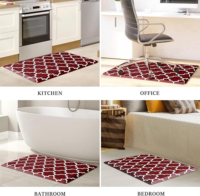 WISELIFE Anti Fatigue Floor Mat - 4/5 Inch Thick Kitchen Mat Non Slip Waterproof Heavy Duty Ergonomic Comfort Mat Durable for Home, Office, Sink, Laundry,(22" x 36", Red)