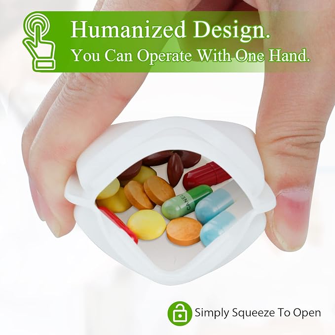 2 Pieces Pill Organizer Reusable Pocket Pill Case Portable Open Pill Pouch Silicone Small Pill Box Pill Container Pill Holder Pill Bags Organizing Medication, Vitamins, and Tablets for Travel (White)