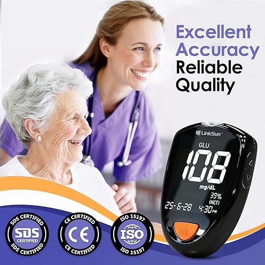 M26-K Blood Glucose & Ketone Testing Kit, 35 Safety Lancets, 25 Glucose Strips, 10 Ketone Strips, Travel Case, Glucose Control Solution, 2-IN-1 Glucose Ketone Meter, Home Use, No Coding, Large Display