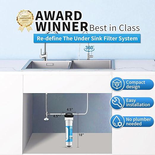 WINGSOL Water Filter for Sink with Faucet, Reduce Heavy Metals/Chlorine/PFAS/PFOA/PFOS/Odor/Sediment, NSF/ANSI 42&53 Improve Taste, EZ Change Life Indication Mineral pH+ Under Sink Water Filter