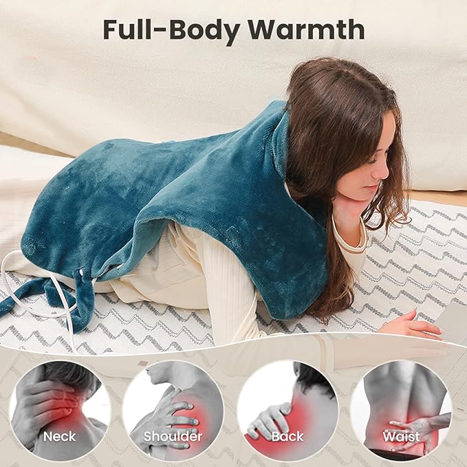 DAILYLIFE Heating Pad for Neck and Shoulders and Back, Electric Heating Pad for Back Pain Relife, 6 Heating Settings, UL Certified with Overheating Protection and Machine Washable, 26"x35", Dark Green