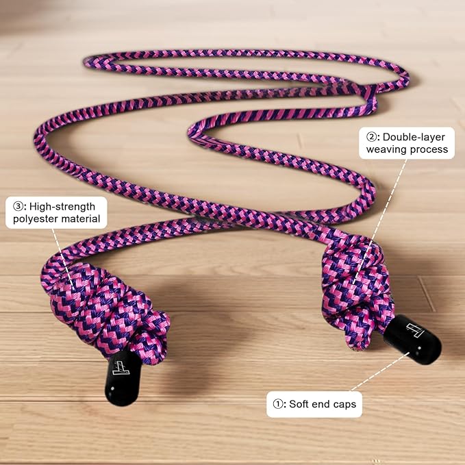 Flow Rope Exercise Jump Rope For Fitness, Working Out, Flow with 9 Ft Adjustable Double Woven Workout Rope For Men, Women, Beginners' Training – Indoor & Outdoor Cardio