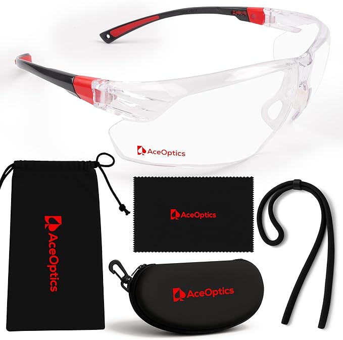 Safety Glasses – ANSI Z87 Certified, 5X Anti-Fog ClearShield™ Lenses with Premium Hard Case & Accessory Bundle