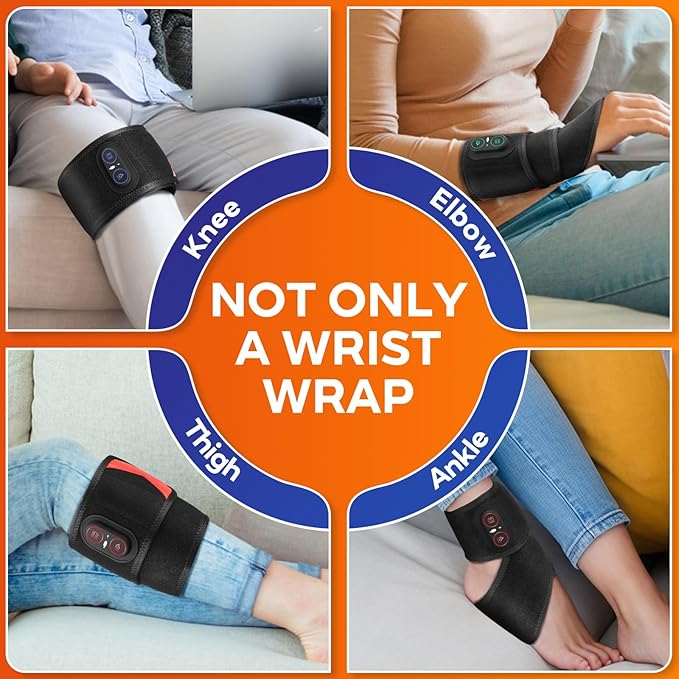 Cordless Wrist Heating Pad for Pain Relief, FSA Eligible Items, Rechargeable Wrist Massager for Carpal Tunnel, Red Light Heated Wrist Brace Wrap, HSA Approved Products Only