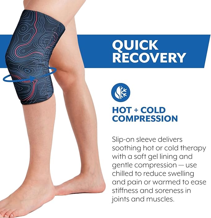 Brownmed Hot/Cold Sleeve - Stretchable Compression Sleeve for Mobility Support - Mild Compression Sleeve with Soft Gel Lining - Washable - Lightweight, Travel-Friendly - L/XL