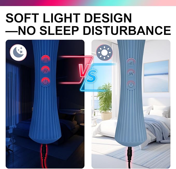 Wand Massager - 12 Vibration Modes & 3 Speeds Cordless Personal Massager - IPX7 Waterproof Handheld Electric Massager for Muscle Recovery & Stress Relief - 7.9" Rose Blue