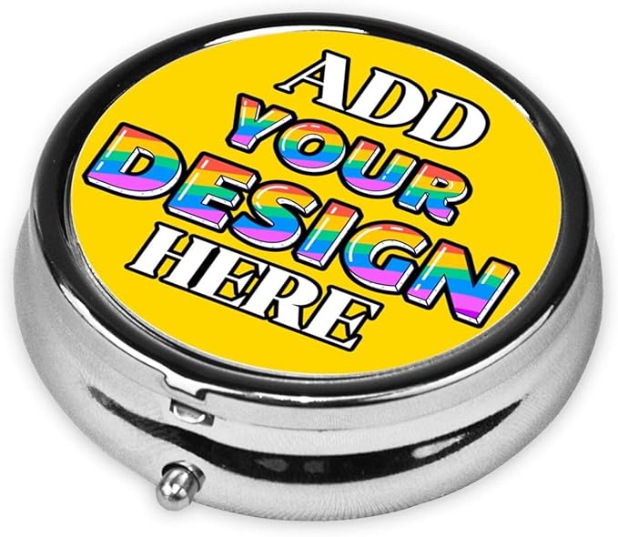 Custom Pill Container, Medicine Pill Box Case Organizer Travel Pill Holder Vitamin for Purse Med Wallet Portable Mini Pastillero Round, Gold, Personalized Gifts