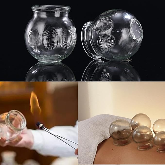 14PCS Glass Cupping Therapy Set Professional Chinese Traditional Acupoint Massage Cups for Cupping Therapy Treatment Thick Glass Cupping Set for Body