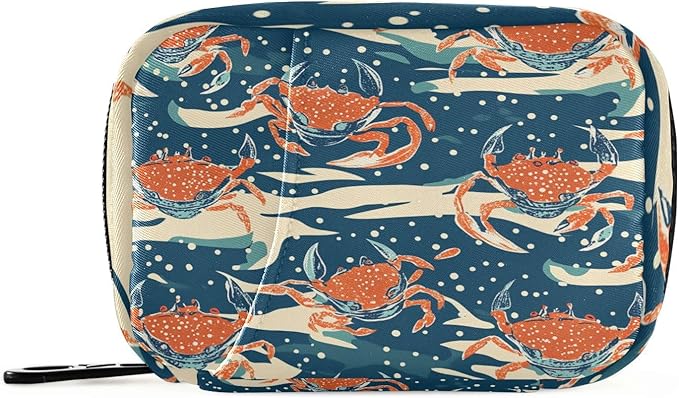 Travel Pill Case Nautical Crab Weekly Small Pill Box 7 Day Pill Box Pill Organizer Bag