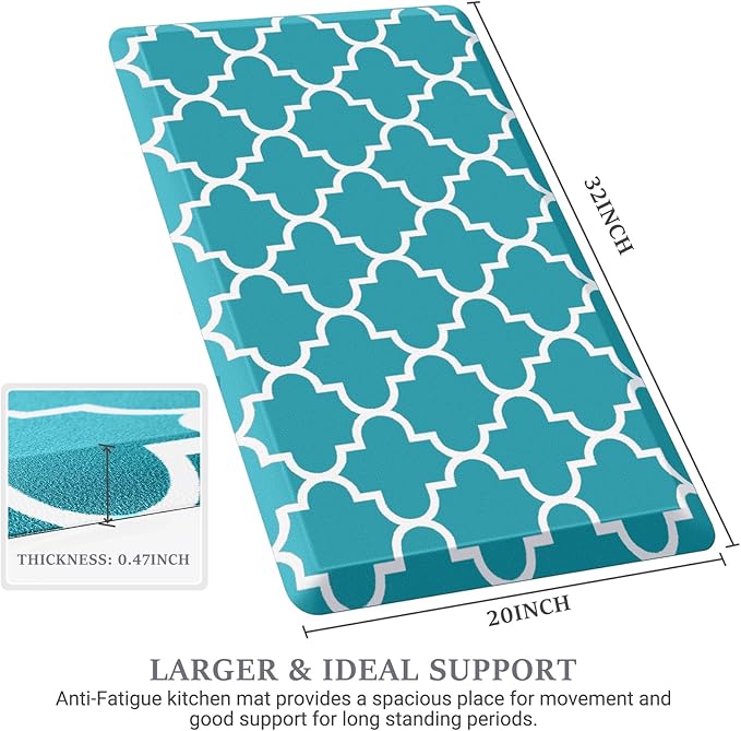 WISELIFE Anti Fatigue Floor Mat - 4/5 Inch Thick Kitchen Mat Non Slip Waterproof Heavy Duty Ergonomic Comfort Mat Durable for Home, Office, Sink, Laundry,(20" x 32", Green)