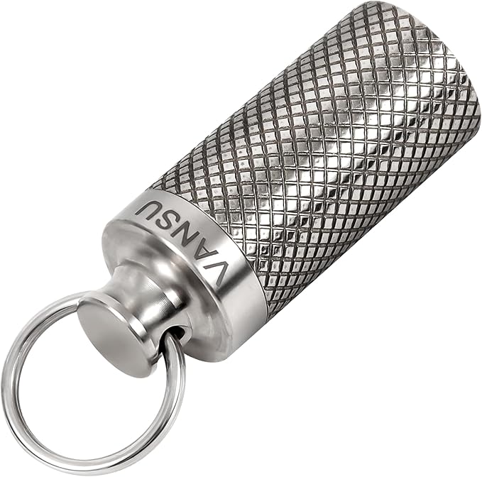 Titanium Waterproof Keychain Pill Holder Container,Portable Mini Size Pill Box Case for Outdoor Travel Camping