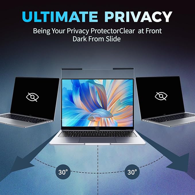 Magnetic Laptop Privacy Screen Filter 15.6 inch for 16:9 Widescreen Computer Monitor, Removable Anti Blue Light Privacy Shield, Anti-Glare Protector