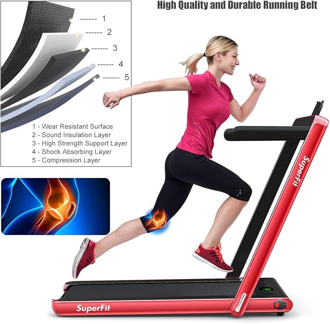 GYMAX Walking Pad, 2.25HP Foldable Treadmill with Smart App & Remote Control, Bluetooth LED Monitor, Small Spaces Compact Running Machine, Folding Portable Under Desk Treadmill for Home Office