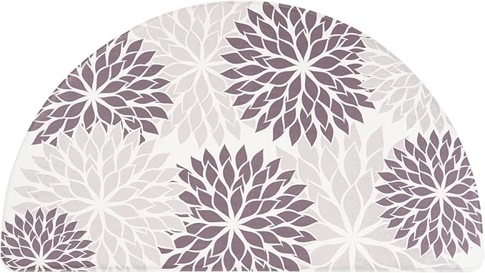 PVC Anti-Fatigue Semi Circle Kitchen Mats, Non-Slip Kitchen Rugs, Comfort Standing Runner Rug, Multipurpose Indoor Mats for Laundry, Office, Bedroom, Sink, Bathroom,Grey,size18 x30