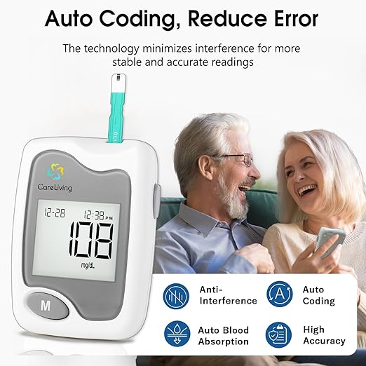 BGM101 Blood Glucose Monitor Kit, 100 Test Strips, 100 Lancets, 1 Blood Glucose Meter, 1 Lancing Device, Diabetes Testing Kit, Portable Blood Sugar Test Kit, Glucometer Kit for Home