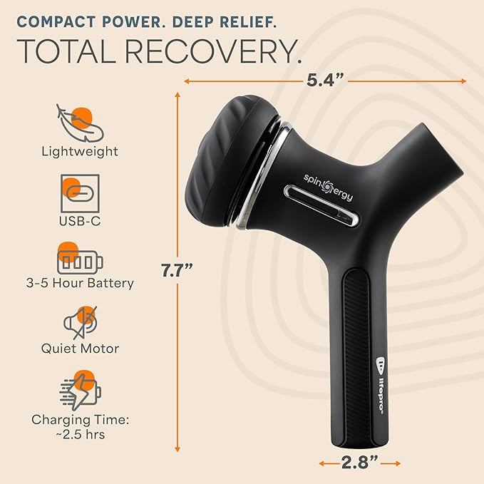 LifePro Lymphatic Drainage Massager – Handheld Cellulite Massager for Legs, Thighs, Neck & More – Spinergy Body Sculpting Massage Gun with Vibration for Muscle Recovery & Relaxation – Quiet & Portable