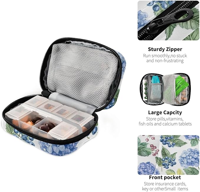 Travel Pill Case Flower Leaf Weekly Small Pill Box 7 Day Pill Box Pill Organizer Bag