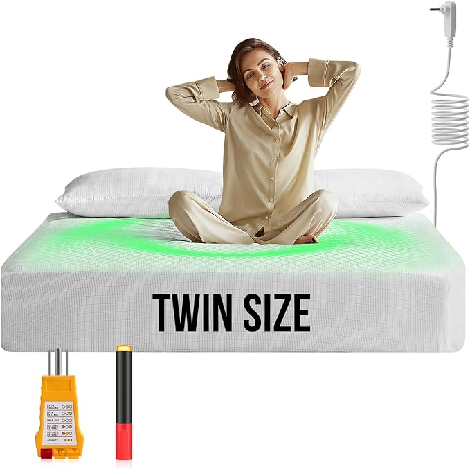 Grounding Sheets, 10% Silver Grounding Bed Sheets, 90% Organic Cotton Grounded 400 Threads - [Twin - 39"x75"x15",Off White]