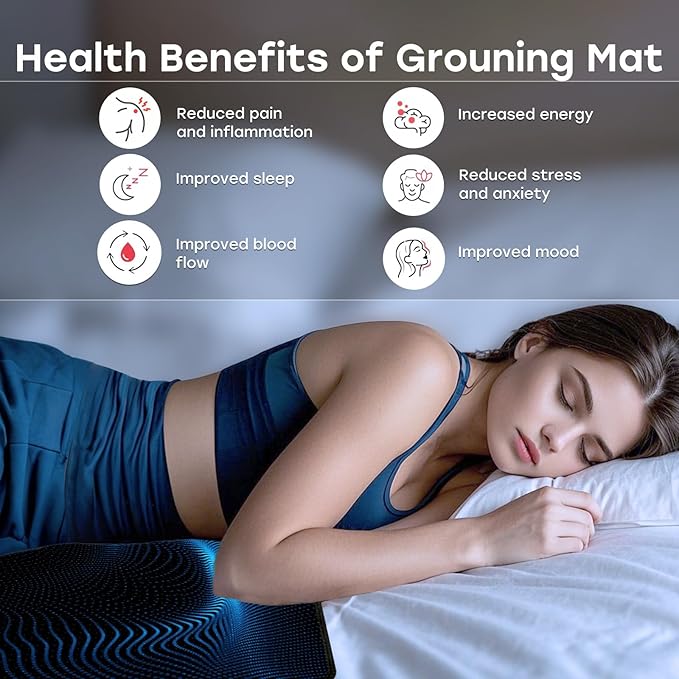 Grounding Mat for Bed,Pain Relief,Energy, Inflammation,Wellness,Balance. Extra Conductive Test Pen .Magnetic Field Therapy. Indoor Grouning Mat for Full Body Balance and Wellness Support(24x16inch)