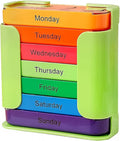 Stay on Track 7-Day Medication Organizer - for Effortless Health Management, Large Weekly Pill Organizer with 4 Times a Day Compartments, Stackable Pill Organizer for Vitamins & Supplements (Green)