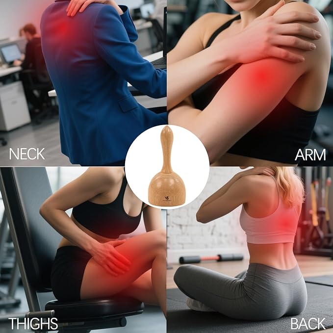 Wooden physical therapy cups, physical therapy massage tools for body shaping lymphatic detoxification, fat reduction, relief of muscle tension and pain, both men and women with wooden massager