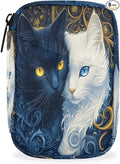 Weekly Travel Pill Organizer Case for Purse with Removable 7 Day Box Portable Compact Size Pill Box Fashionable Pill Container for Medicine Vitamin Supplement Blue White Cat