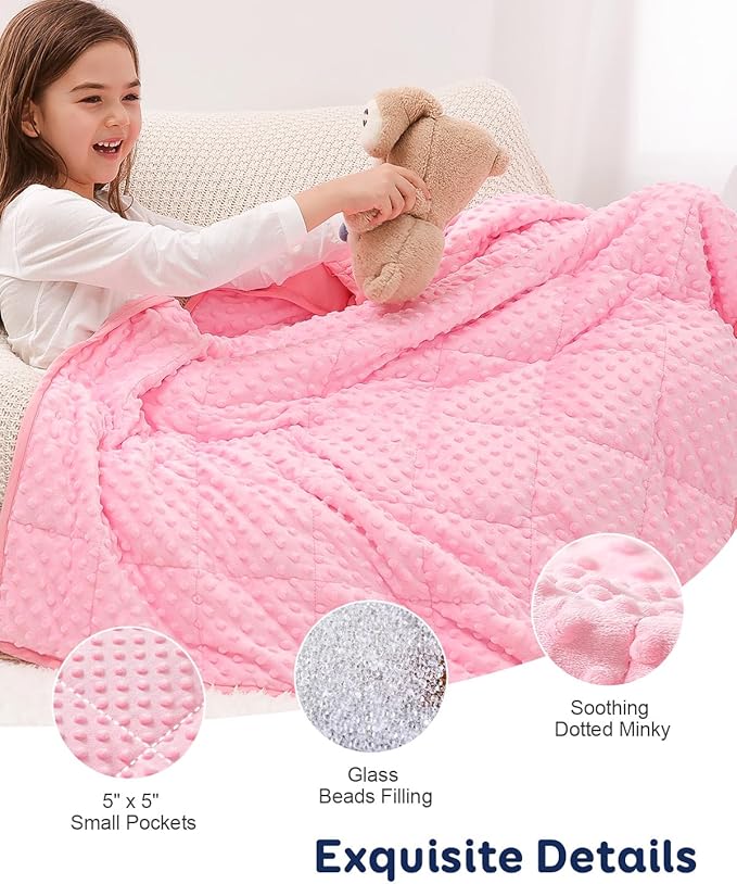 Kivik Weighted Blanket 3 lbs, 36 x 48 Inches, Pink Minky Dotted Heavy Blankets Throw, Small, Soft & Cooling, Machine Washable