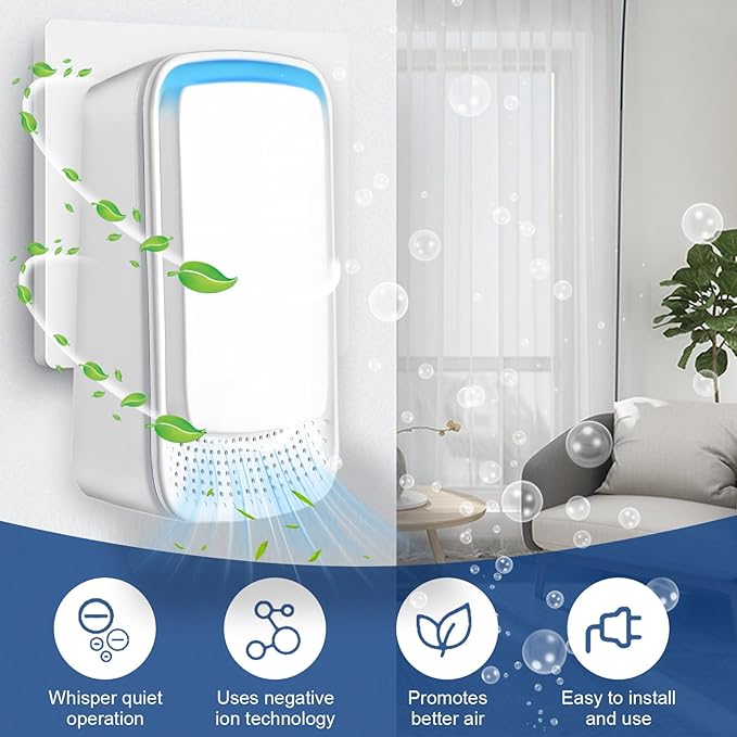 Negative Ion Air Purifier Plug in,Ionic Air Purifiers for Home, Bedroom, Office, Mini Portable Air ionizers Quiet Air Cleaner for Home(4)