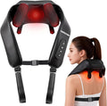 Shiatsu Neck and Back Massagers with Heat, Cordless Rechargeable 4D Kneading + Tapping Wearable Massager, 3 Tapping Intensities, 3 Speeds, Ultra-Quiet Under 45dB for Deep Muscle Relief