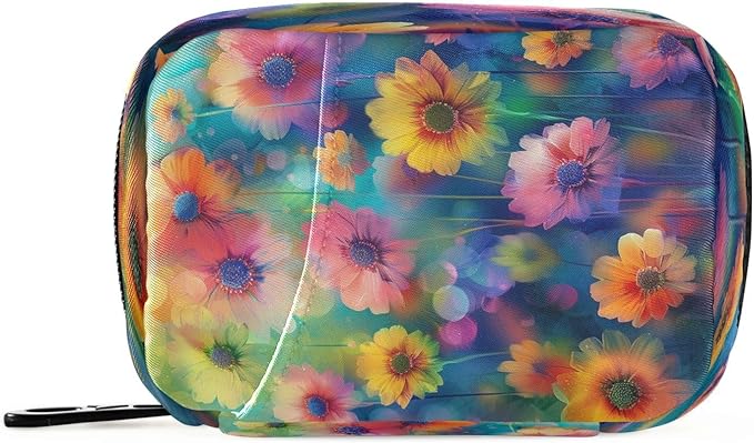Watercolor Flowers Pill Organizer Portable Travel Pill Case Weekly Pill Box for Medicine Vitamin Supplement