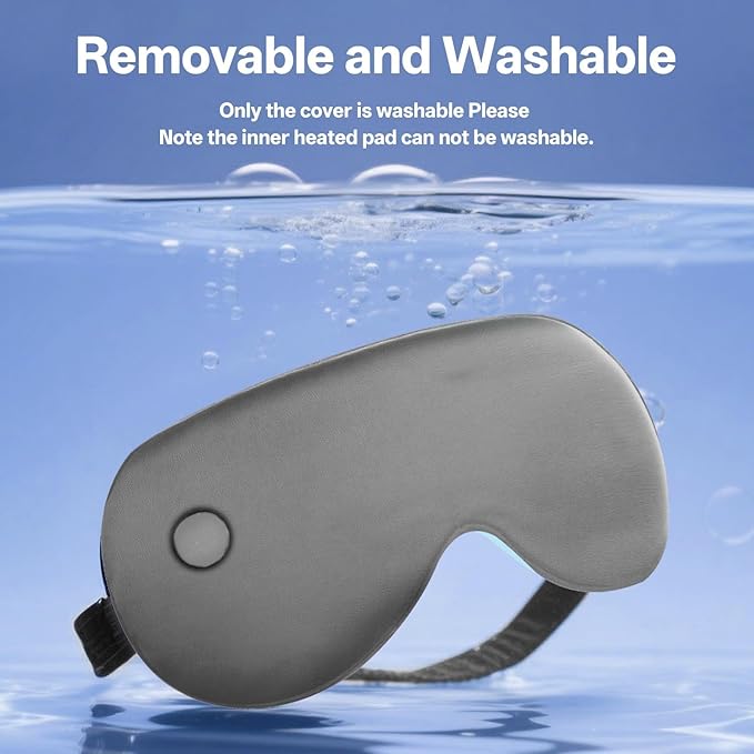 Graphene Heated Eye Mask for Dry Eyes - Rechargeable Wireless Sleep Mask with 3 Heat Levels & Auto-Off, Moist Heat Compress for Stye
