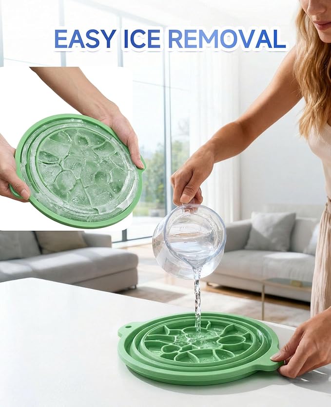 Face Bowl for Ice with Built-in Ice Tray – Collapsible Silicone Facial Ice Bath Bowl for Cold Plunge Therapy, Skin Tightening & Acne Relief – Portable Spa Tool for Home & Travel（Green