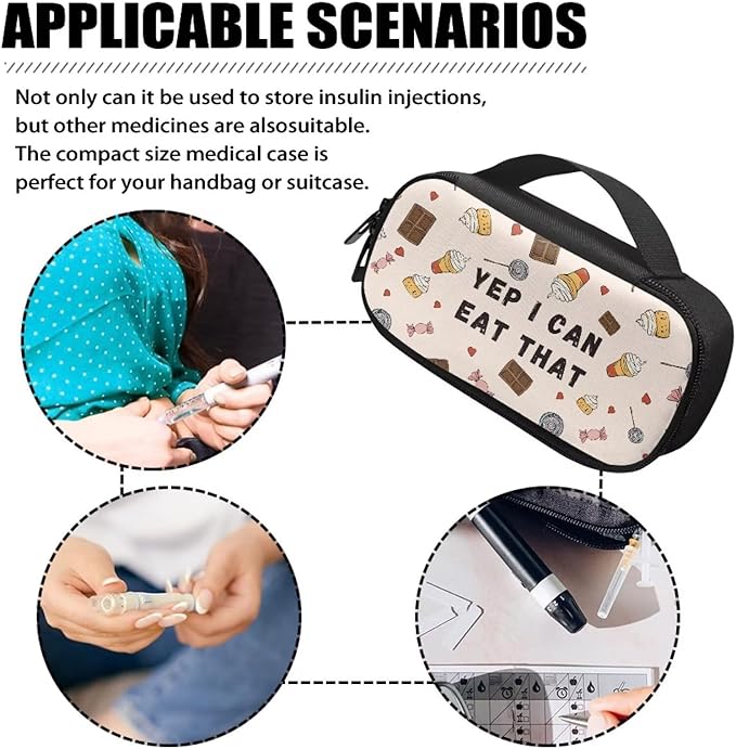 Rnyleeg Chocolate Sweet Food Insulin Bag for Kids Small Diabetic Bags for Supplies Insulin Cooler Travel Case for Daily Life Trip Easy to Carry
