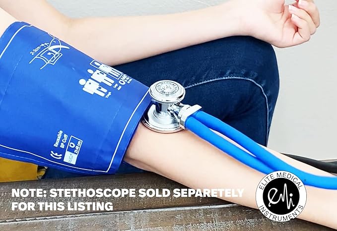 EMI Royal Blue Adult Cuff Deluxe Aneroid Sphygmomanometer Manual Blood Pressure Monitor with Adult Cuff - #217