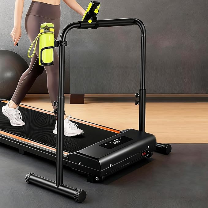 Walking Pad Handle Bar Only, Walking Pad Handle Bar with Phone Holder and Cup Holder, Adjustable Handrail Height from 38.58 to 47.24 Inch, Walking Pad 24.5 Inch Wide, Stable Design, Black