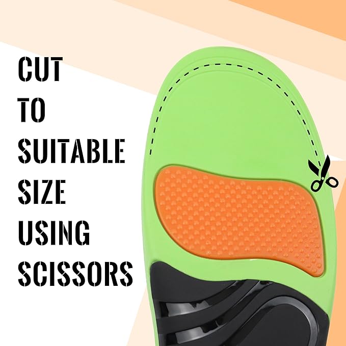 Arch Support Insoles for Plantar Fasciitis Flat Feet Pain Relief, Shock Absorbing Orthotic Inserts for Men and Women M
