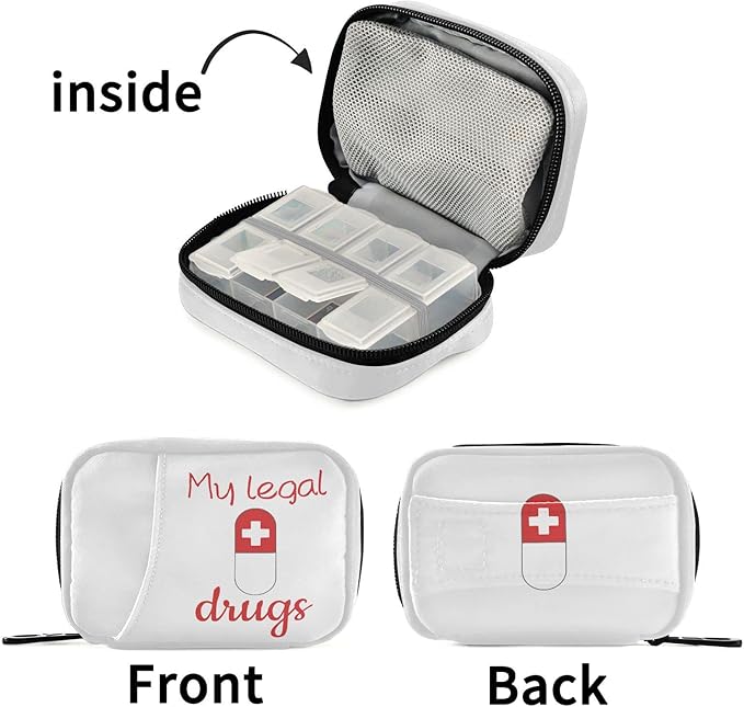 Pill Organizer Pill Box 7 Day Pill Case Bag Travel Pill Organizer Bag with Zipper Portable Weekly Case Compact Size for Vitamin Supplement Holder