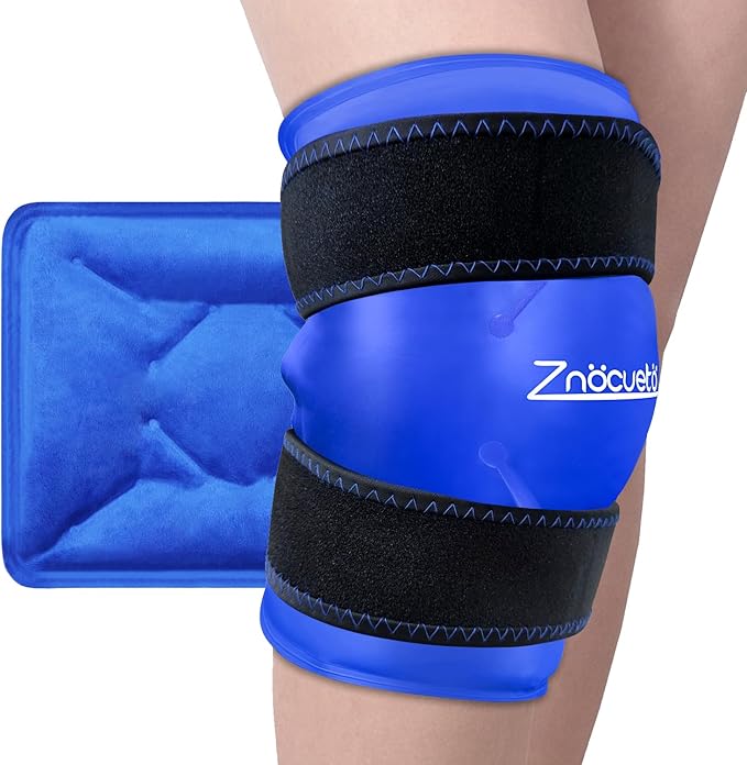 ZNÖCUETÖD Enhanced Knee Ice Pack Wrap for Pain Relief, Large Gel Ice Pack for Knee Leg Injuries Reusable with Cold Compression for Tendonitis, Arthritis, Swelling, Bruises, Surgery Recovery