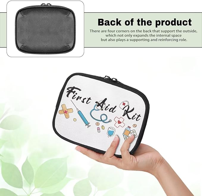 Medical Theme Pill Organizer Box Washable Medicine Case with Zipper Daily Vitamin Storage Bag Small Supplement Holder for Travel