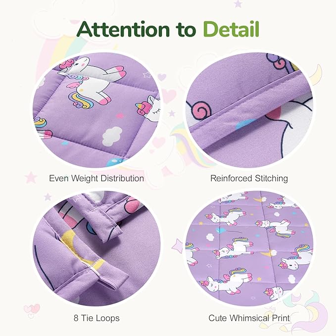 Sivio Weighted Blanket 7lbs, Cooling Weighted Blanket, Breathable Heavy Blankets for Sleeping, Washable Small Weighted Throw Blanket, 41"x60", Purple Pony Pauly