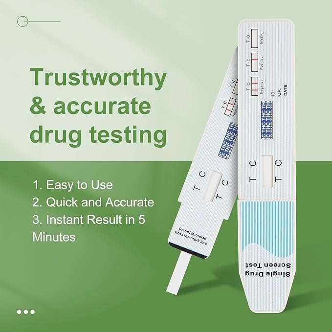THC Drug Test Kit –5 THC Test Strips for Urine – Fast & Accurate Marijuana Detection for Home or Workplace – Easy to Use, Results in 5 Minutes