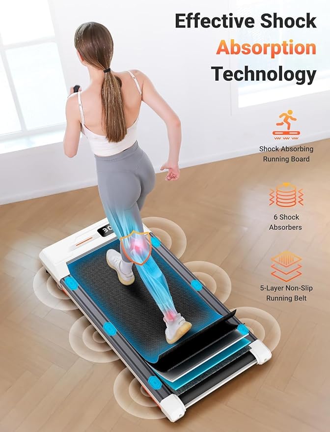 THERUN Walking Pad Under Desk, Portable Mini Treadmill for Home/Office, 2.5HP Jogging Machine with 300 lbs Weight Capacity, Remote Control, LED Display