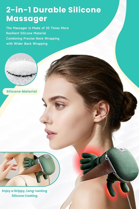 4D Wireless Massager – Shiatsu Deep Tissue Relief with Heat, 2026 New Bionic Tissue Shiatsu Electric Massage, 3-Speed Massage Modes Adjustment, for Necks, Back, Shoulders, Legs (1Set)